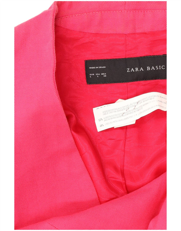 Jaqueta blazer feminina Zara com 1 botão Reino Unido 16 grande algodão rosa