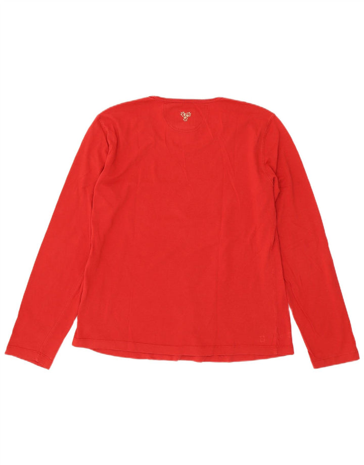 JACK WOLFSKIN Top gráfico feminino manga comprida Reino Unido 18 XL algodão vermelho