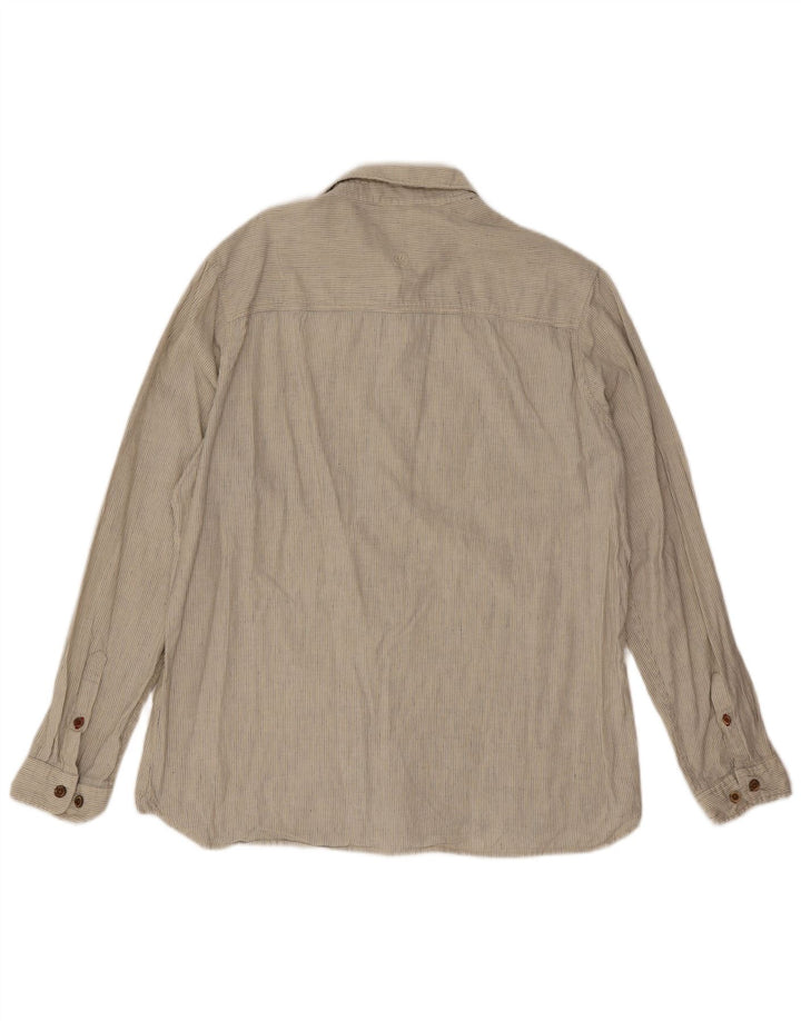 Camisa masculina Fat Face grande linho risca de giz bege