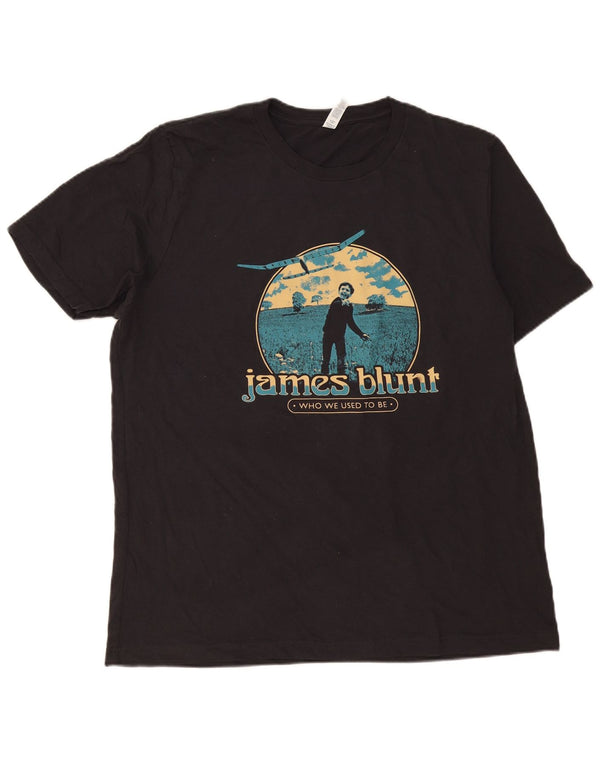 Bella Canvas Camiseta masculina James Blunt com estampa gráfica Top XL de algodão preto Música
