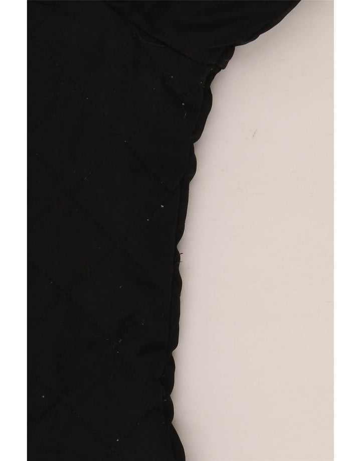 Casaco acolchoado com capuz feminino Laura Ashley Reino Unido 12 poliéster preto médio