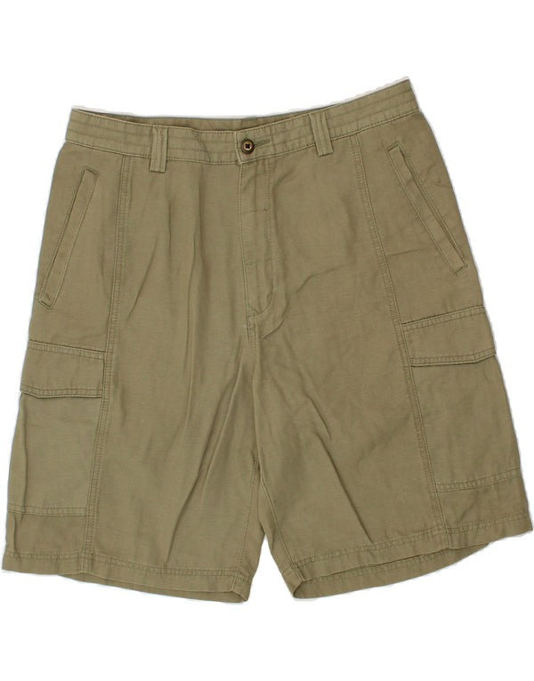 TOMMY BAHAMA Shorts cargo masculino relaxado W33 médio cáqui Tencel