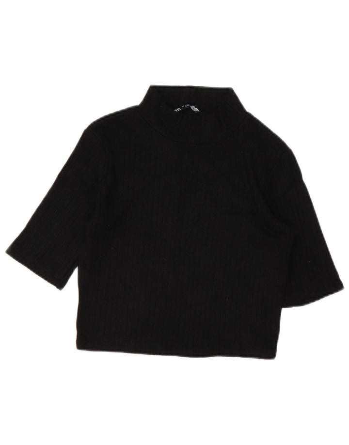 Blusa cropped feminina Zara UK 10 pequena preta