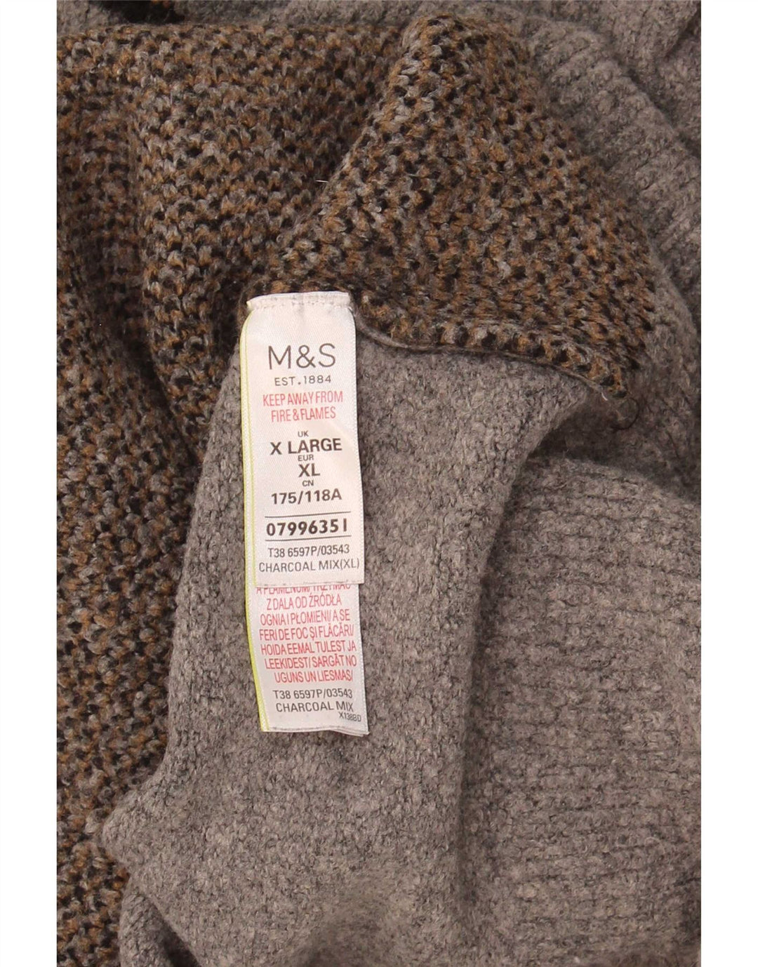 Suéter feminino Marks & Spencer com gola tartaruga Reino Unido 18 XL cinza