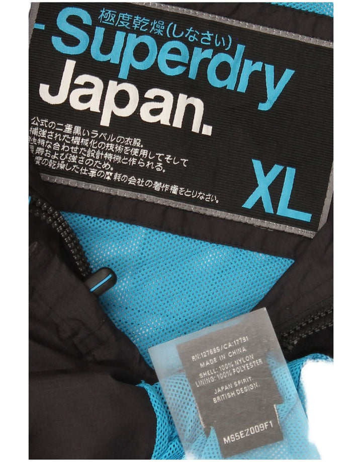 Jaqueta de chuva masculina Superdry com capuz UK 42 XL preto nylon