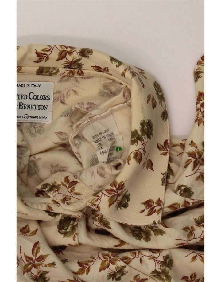 Camisa feminina Benetton UK 14 viscose floral bege médio