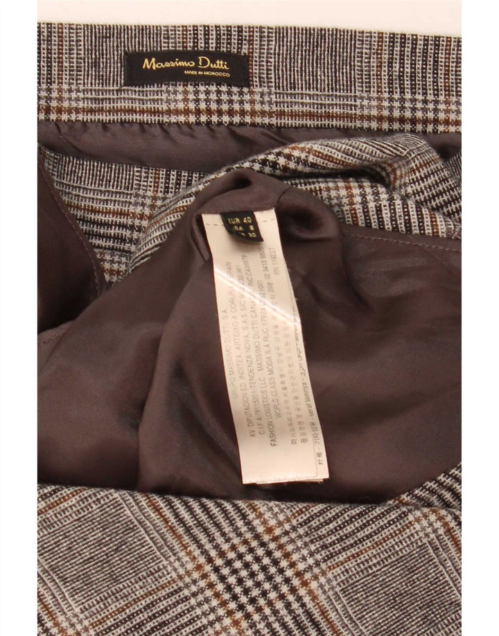Saia assimétrica feminina Massimo Dutti EU 40 médio W30 lã xadrez cinza
