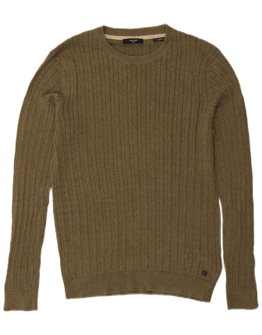 Suéter masculino Jack & Jones com gola redonda, pequeno cáqui