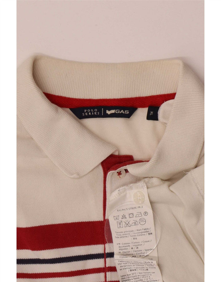 Camisa polo masculina Gas XL algodão listrado branco