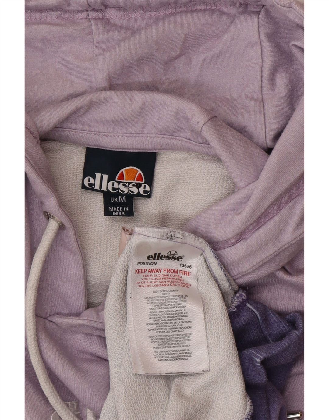 Suéter Ellesse masculino com capuz gráfico médio roxo tie-dye poliéster