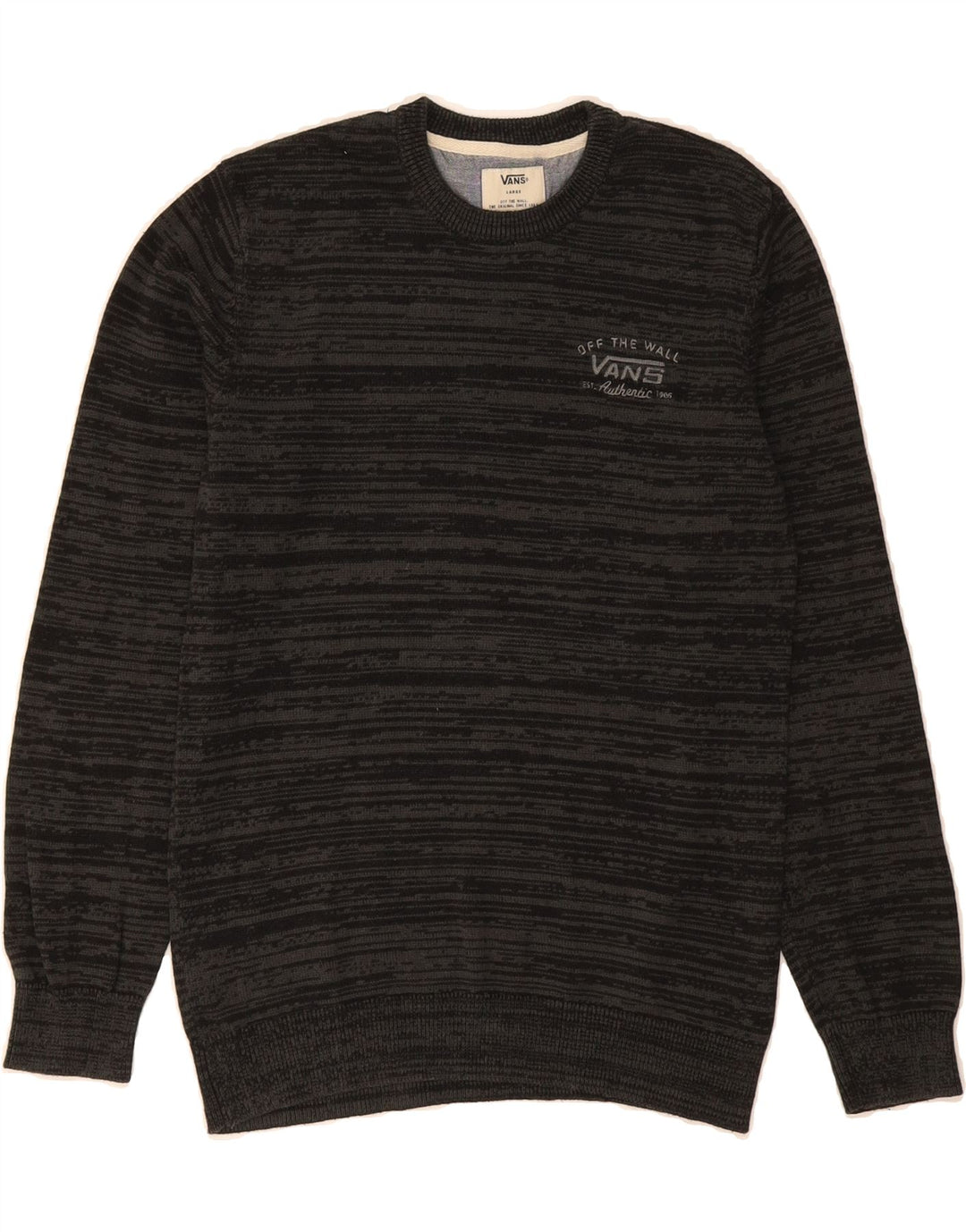 VANS Womens Crew Neck Jumper Sweater UK 14 Large Grey Cotton Vintage Vans and Second-Hand Vans from Messina Hembry 