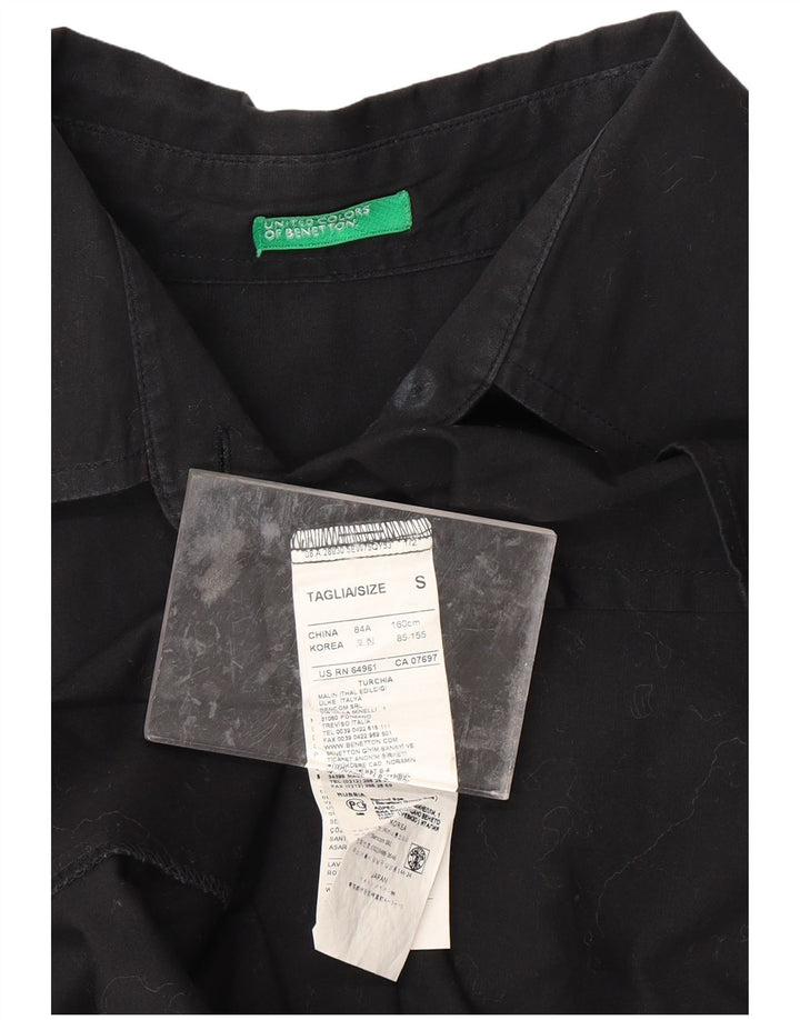 Camisa feminina BENETTON UK 10 pequena algodão preto