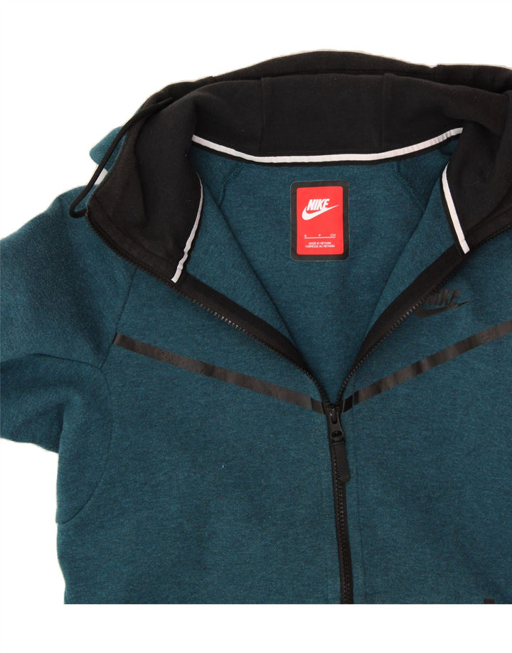 NIKE Mens Zip Hoodie Sweater Small Turquoise Cotton Vintage Nike and Second-Hand Nike from Messina Hembry 