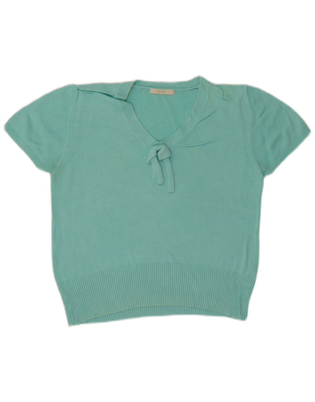 Suéter feminino Marks & Spencer com decote em V e gola V Reino Unido 12 médio turquesa
