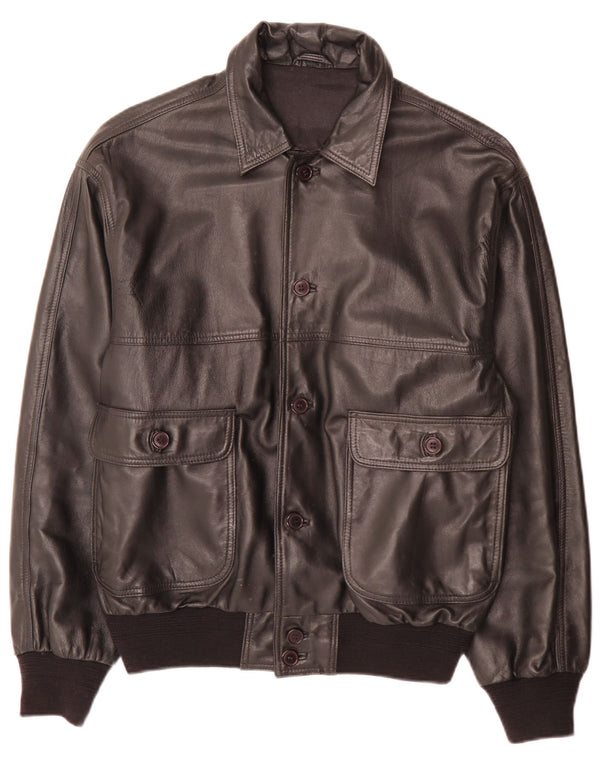 Jaqueta de couro masculina vintage IT 50 grande preta
