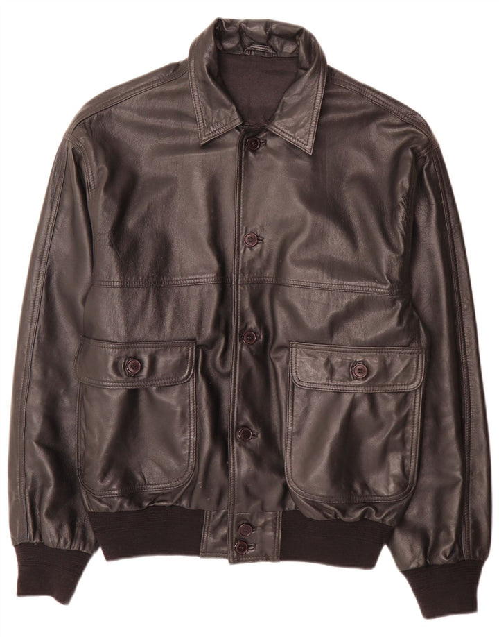 Jaqueta de couro masculina vintage IT 50 grande preta