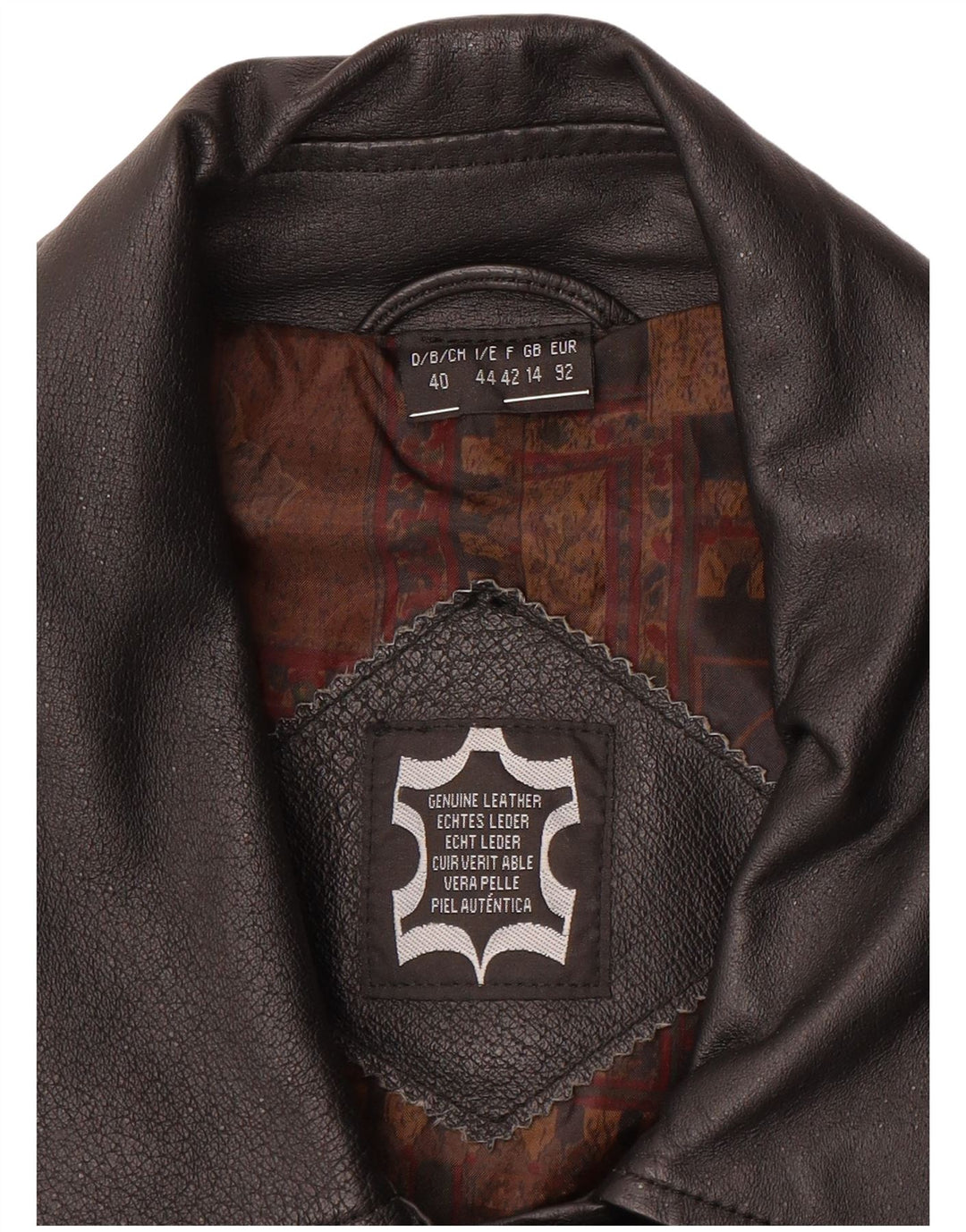 Jaqueta de couro feminina vintage Reino Unido 14 grande couro preto