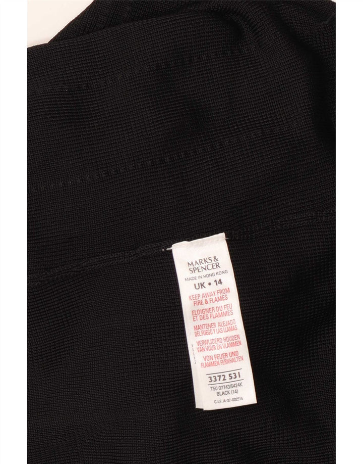 Blusa feminina de manga 3/4 da Marks & Spencer UK 14 listrada preta média