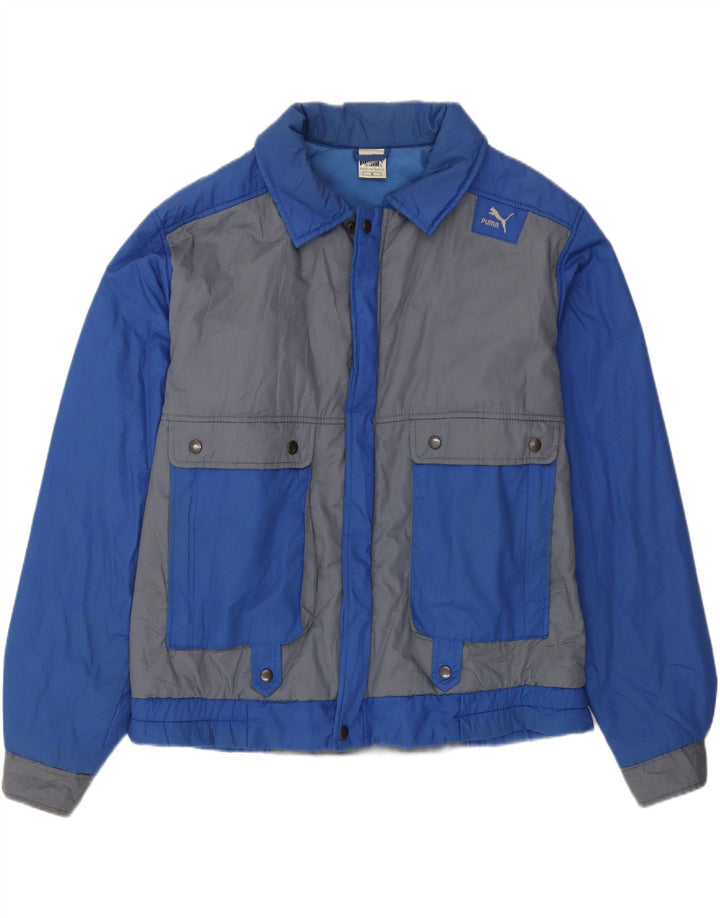 Jaqueta corta-vento masculina Puma UK 40 grande azul colorblock poliéster