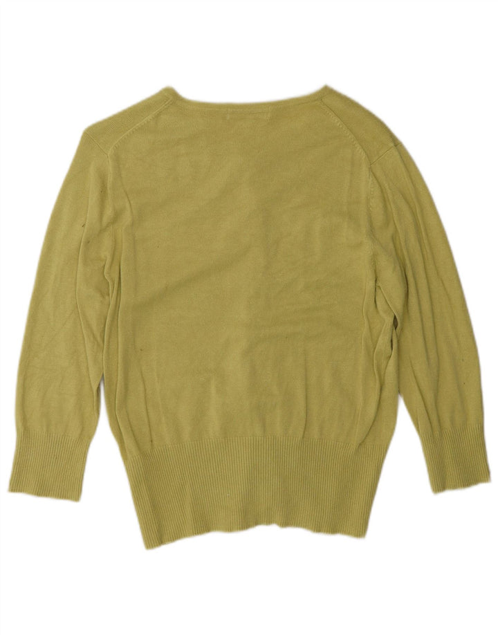 Suéter cardigã feminino de manga 3/4 da Marks & Spencer Reino Unido 14 verde médio