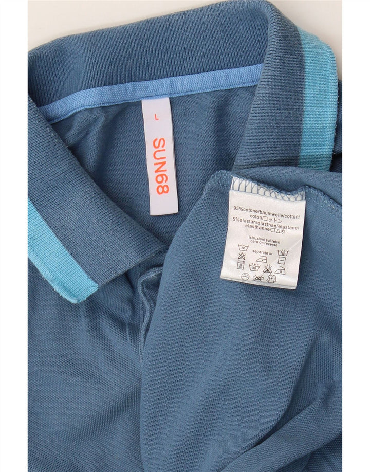 Camisa pólo masculina Sun68 grande algodão azul