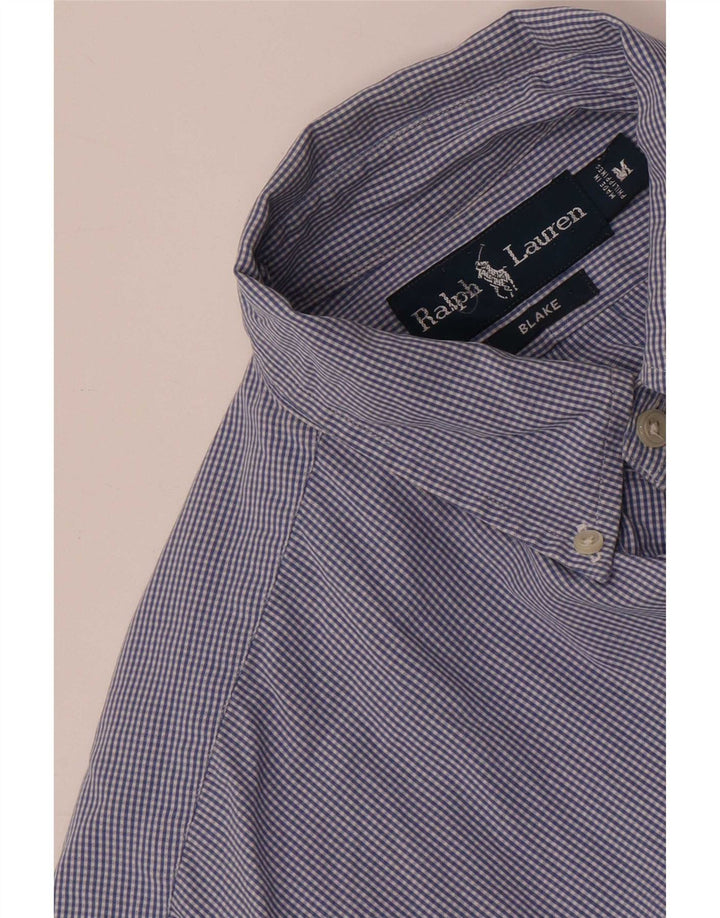 Ralph Lauren Camisa masculina Blake média azul marinho algodão guingão