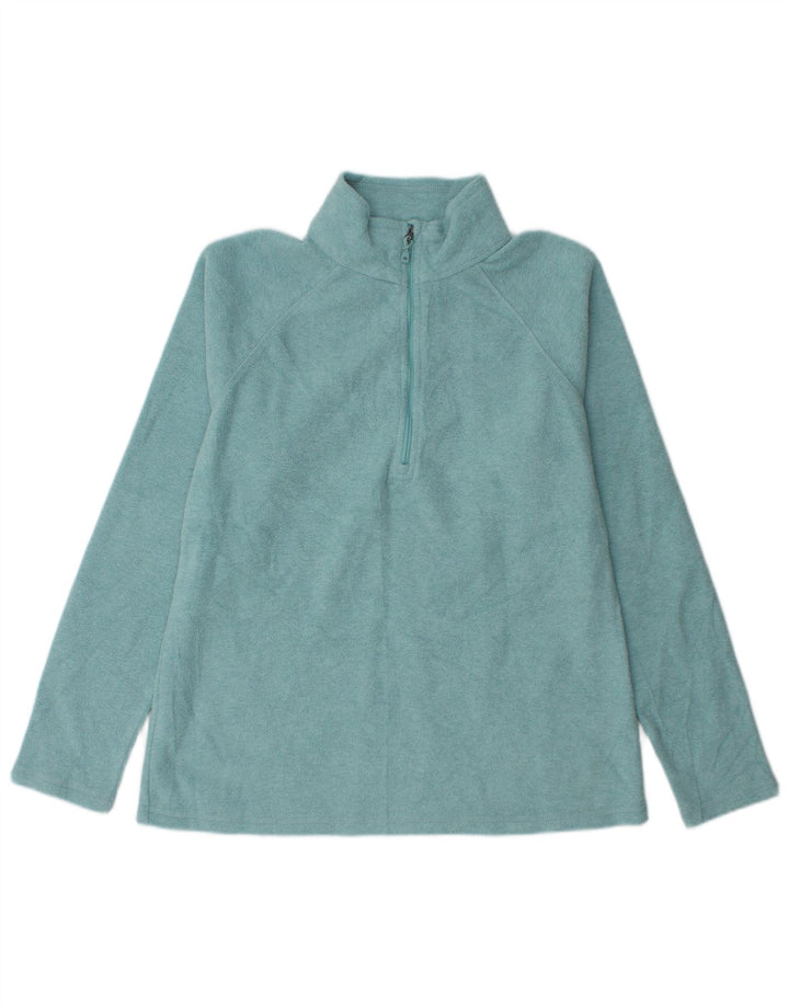 Jumper de lã feminino Eddie Bauer com zíper e gola UK 14 poliéster azul médio