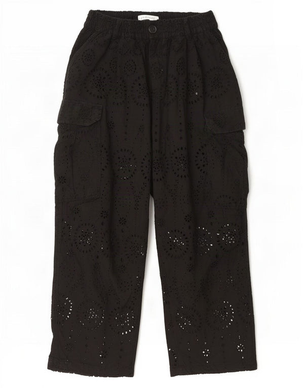 Calça cargo feminina Zara cintura alta solta ajuste médio W30 L26 preta