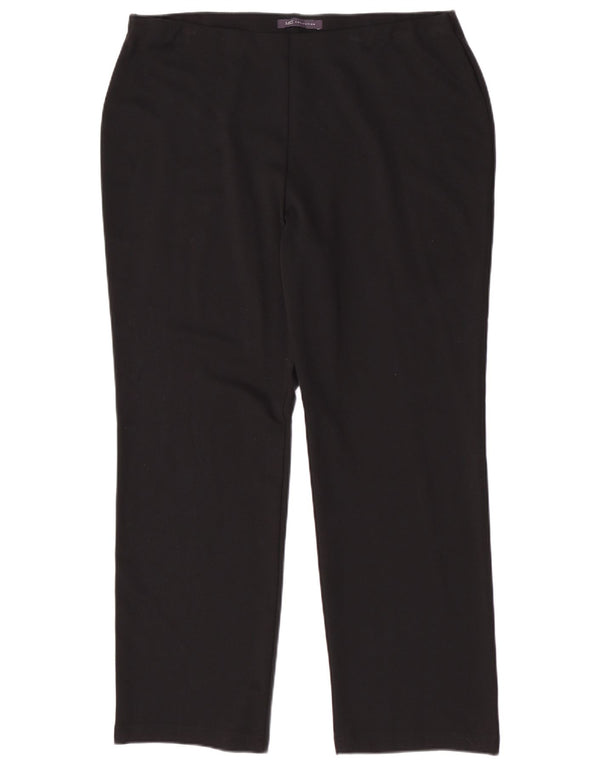 Calça casual feminina Marks & Spencer UK 16 grande W34 L28 preta viscose