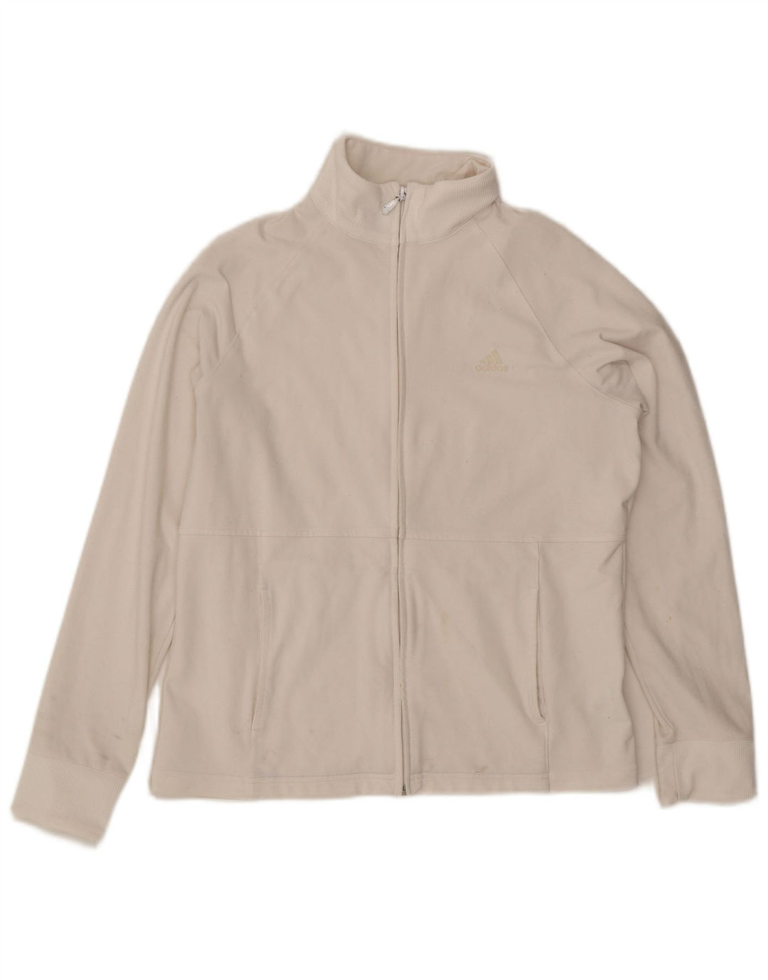 Adidas Womens Tracksuit Top Jacket UK 16 Grande Branco Poliéster