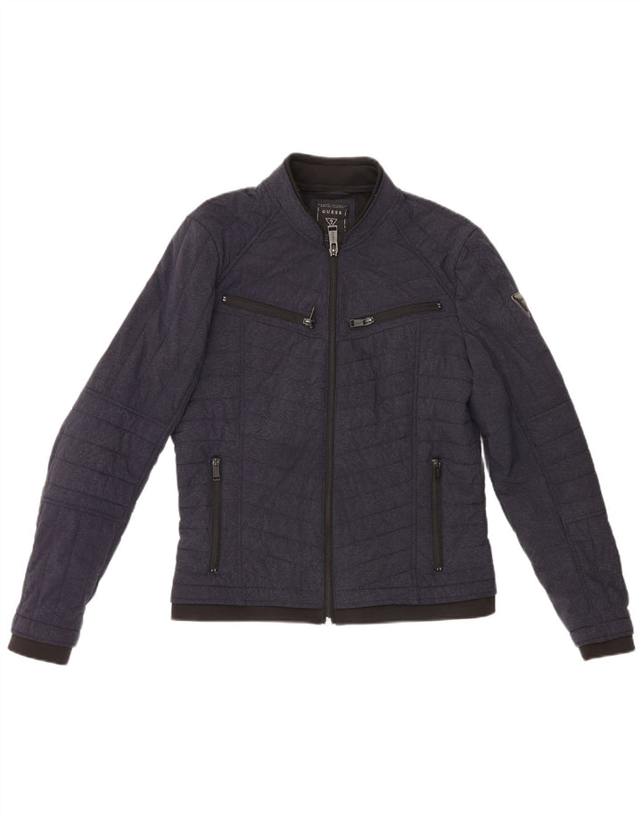 Jaqueta acolchoada masculina Guess UK 36 pequena azul marinho