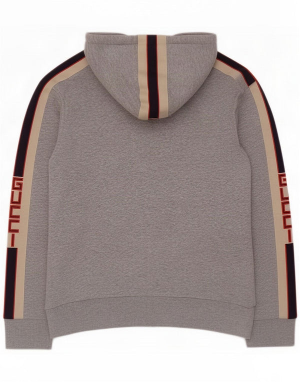 Suéter feminino com capuz e zíper gráfico Gucci UK 10 Small Grey Colourblock Sports