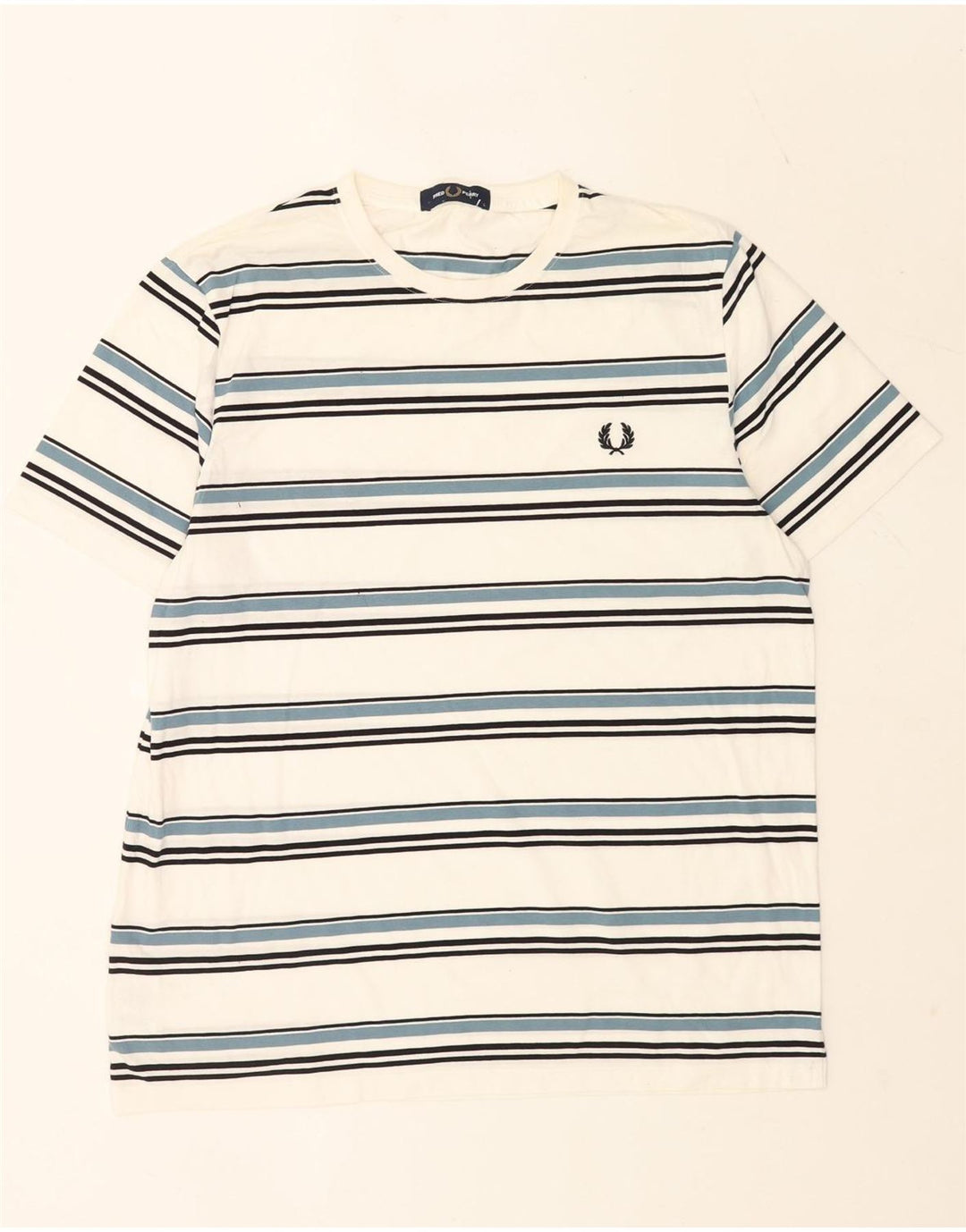 Camiseta masculina Fred Perry grande algodão listrado branco