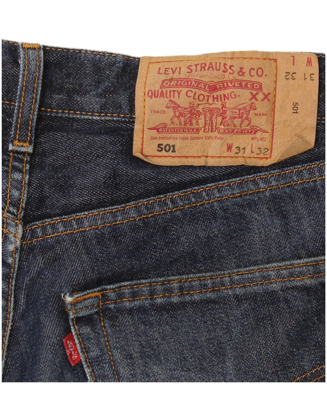Calça jeans feminina Levi's 501 Straight W31 L32 azul marinho