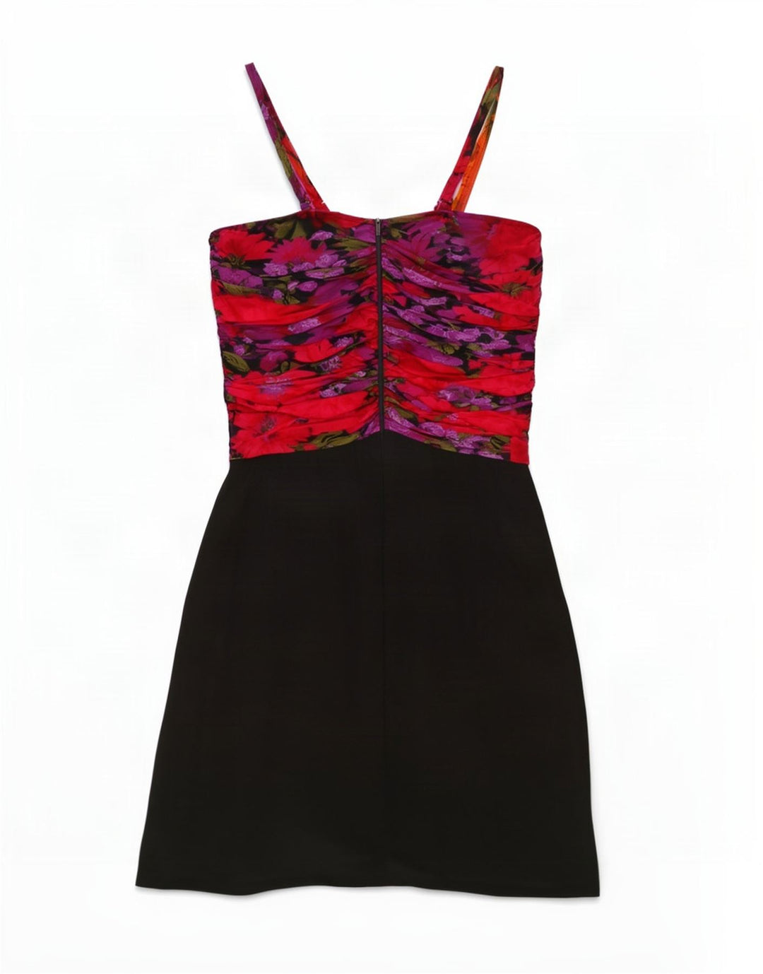 Vestido Bodycon feminino vintage IT 44 acetato floral preto médio