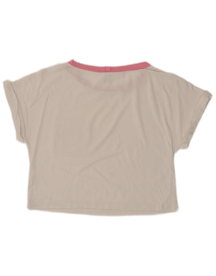 Camiseta feminina BENETTON Peanuts Crop Top UK 6 XS algodão branco