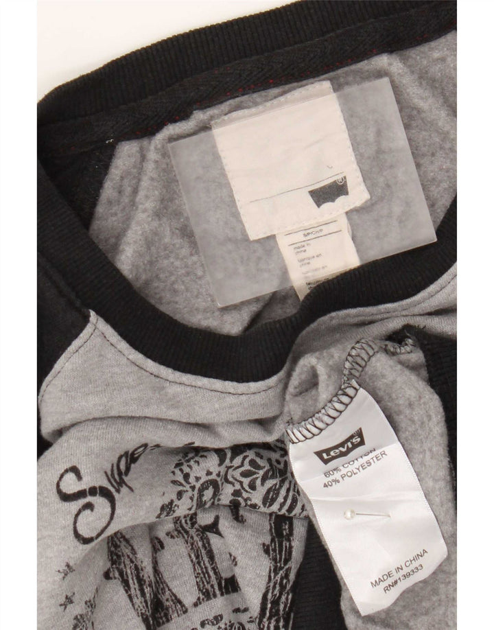 Suéter gráfico feminino Levi's UK 10 pequeno bloco cinza colorido