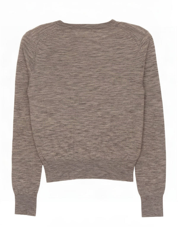Suéter feminino Zara com gola redonda e gola redonda, Reino Unido 10 pequeno cinza manchado
