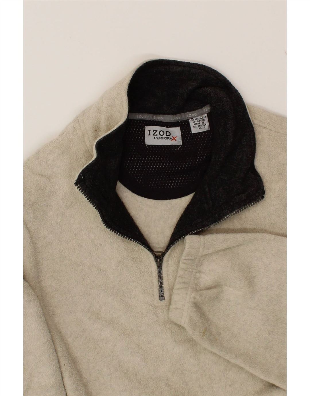IZOD Mens Zip Neck Fleece Jumper XL Beige Polyester Vintage Izod and Second-Hand Izod from Messina Hembry 