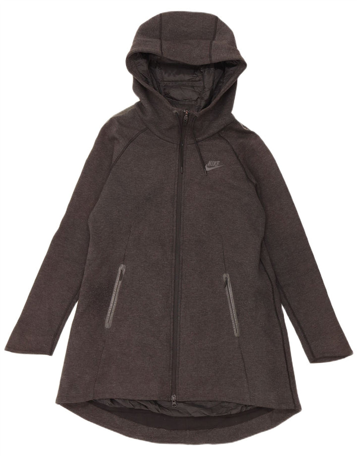 Casaco corta-vento feminino NIKE com capuz oversized UK 10 pequeno cinza poliéster