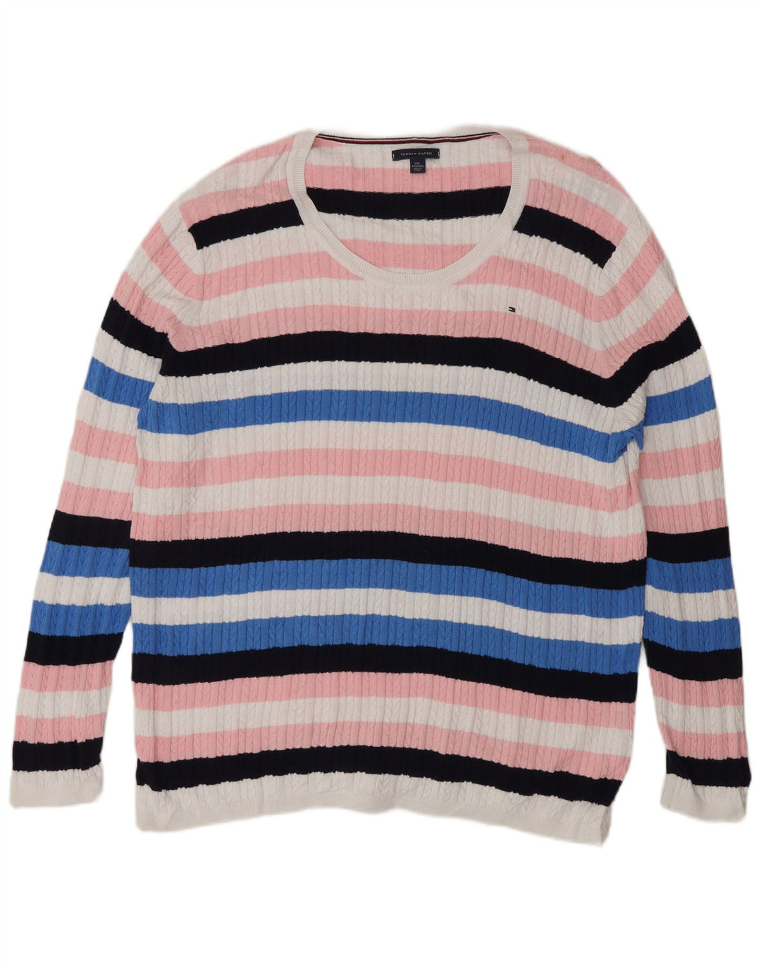 Tommy Hilfiger Suéter masculino com gola canoa 2XL clássico multicolorido