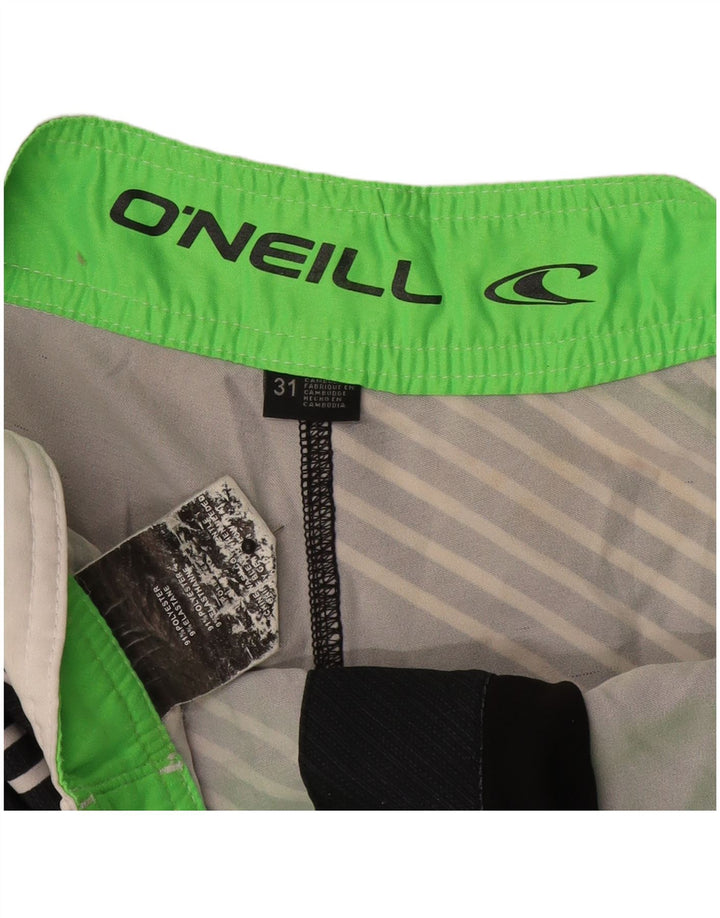 Shorts de natação masculino O'Neill com listras pretas médias de poliéster