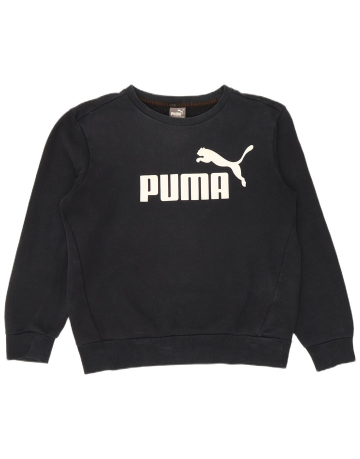 Puma Mens Graphic Moletom Jumper Pequeno Algodão Preto