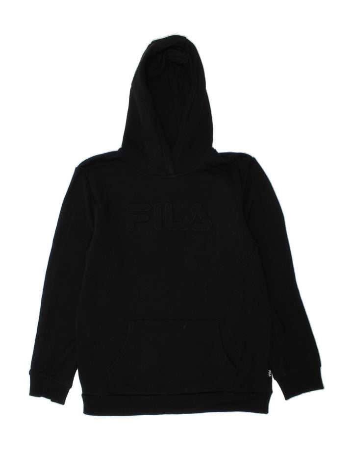 FILA Girls Graphic Hoodie Jumper 15-16 Years Black Cotton Vintage Fila and Second-Hand Fila from Messina Hembry 