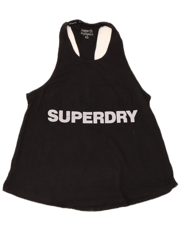 Top de colete gráfico feminino Superdry UK 6 XS algodão preto