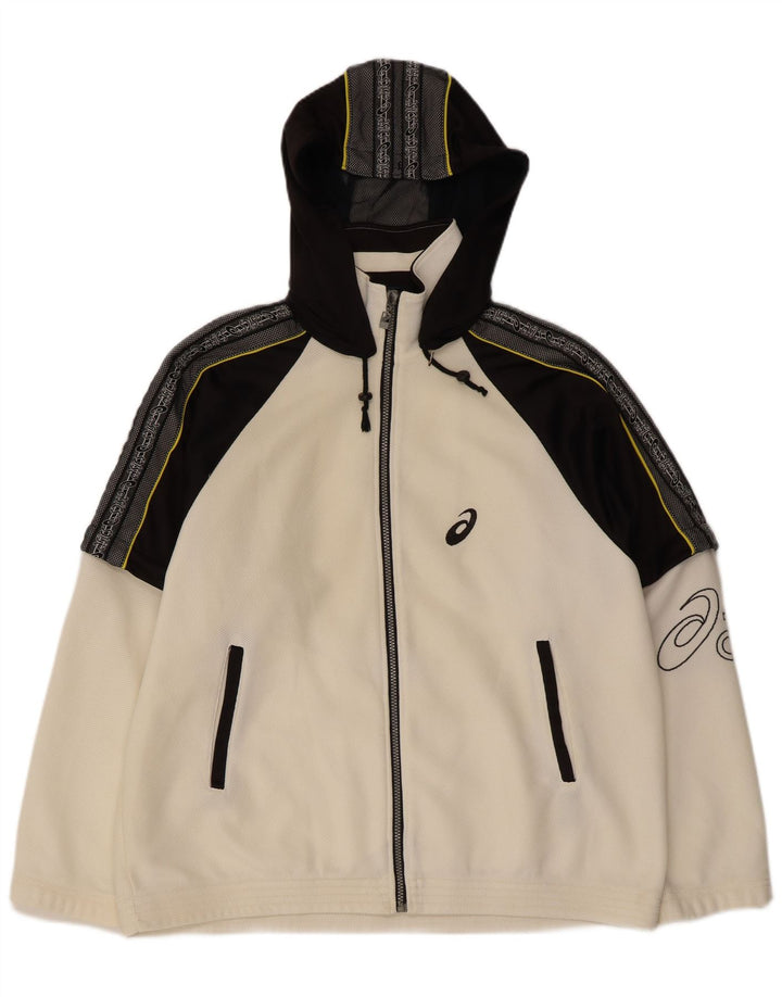 ASICS Mens Graphic Hooded Tracksuit Top Jaqueta Médio Branco Colourblock