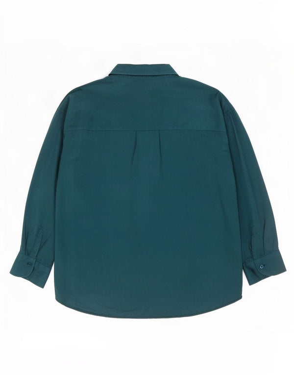 Blusa feminina Zara manga 3/4 oversized Reino Unido 6 XS verde viscose