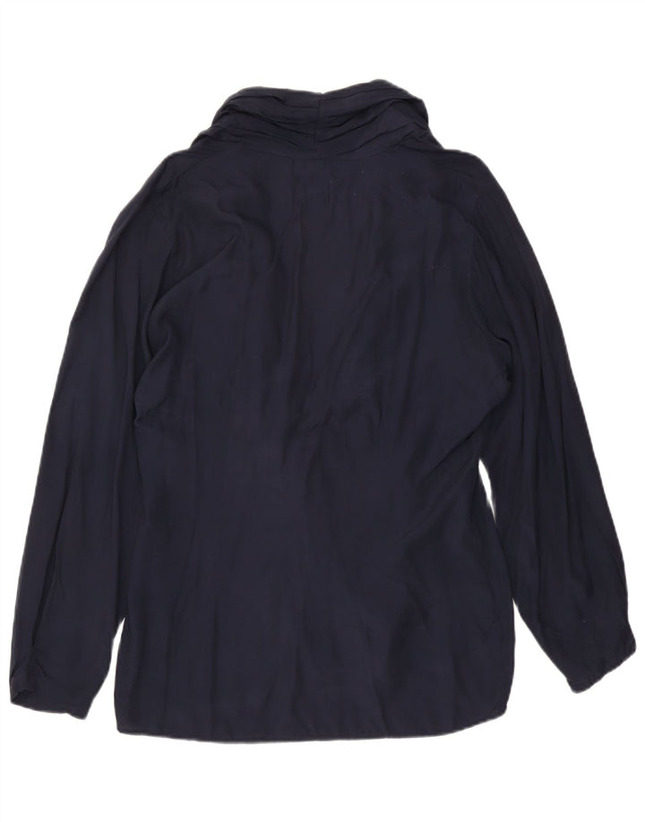 Blusa feminina Benetton Wrap Shirt IT 46 grande viscose azul marinho
