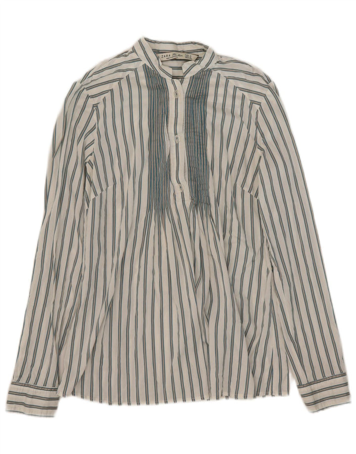 Pulôver feminino Zara UK 10 pequeno listrado branco