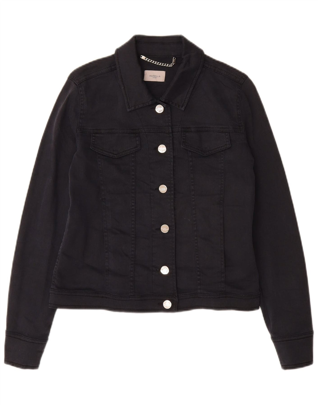 Jaqueta jeans feminina MARELLA UK 10 pequena azul marinho